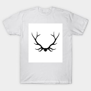 Buck Antlers - Black on White T-Shirt